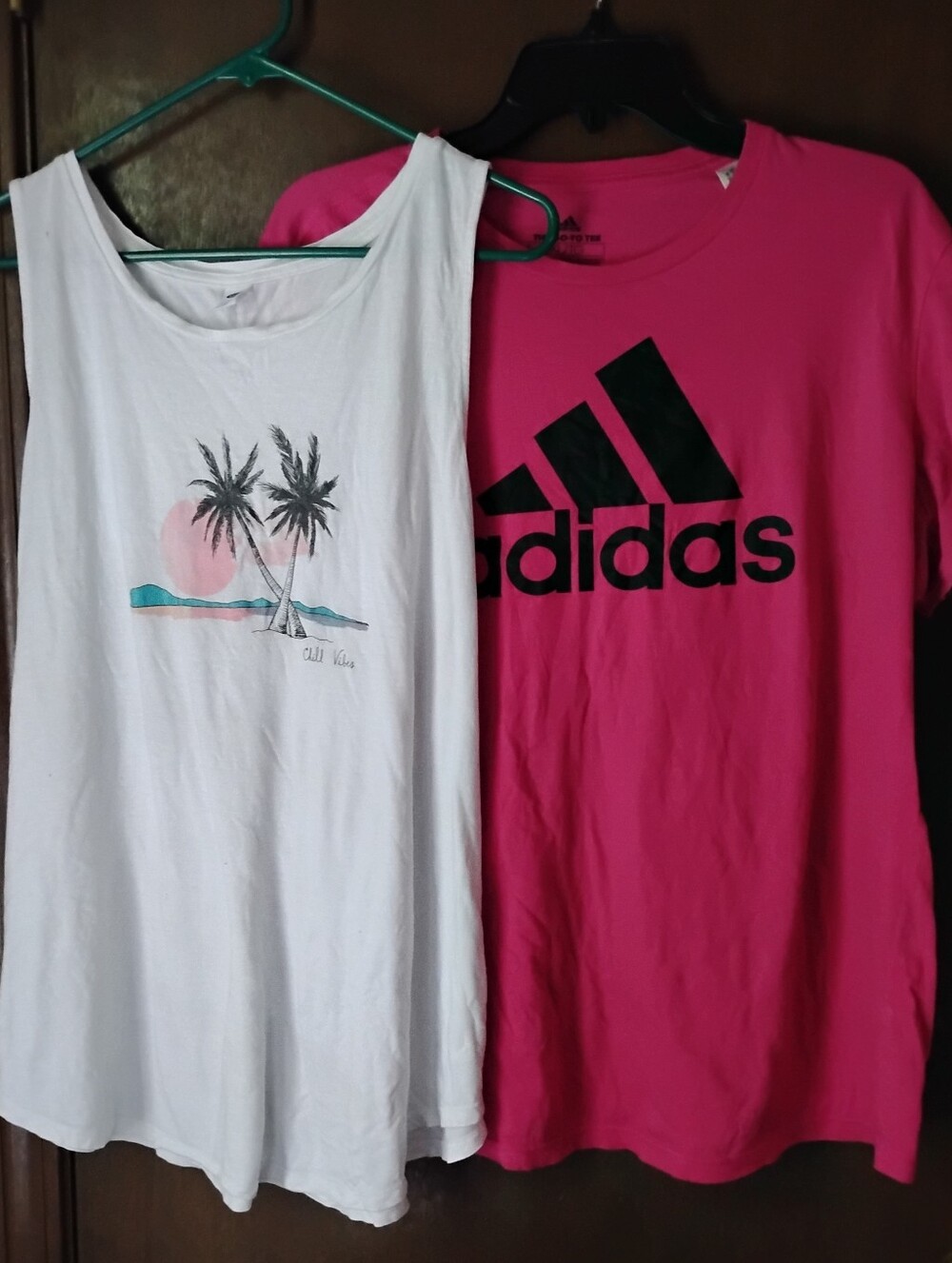 adidas Pink T-Shirt with Black Logo#free Tank Top